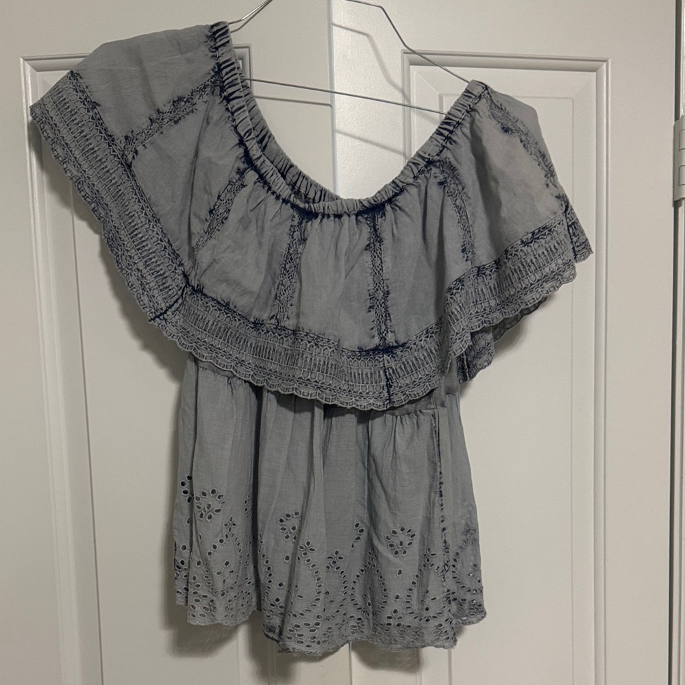 Blue Off-Shoulder Women's Top